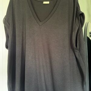 Black V-Neck Women's Top
